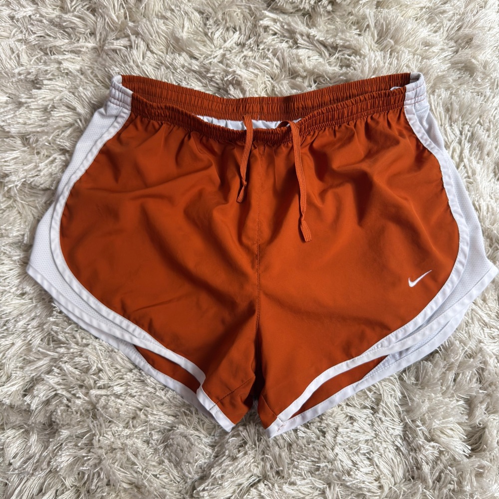Nike Tempo 3" Running Shorts Burnt Orange Mesh Trim Lined Women M Texas Longhorn